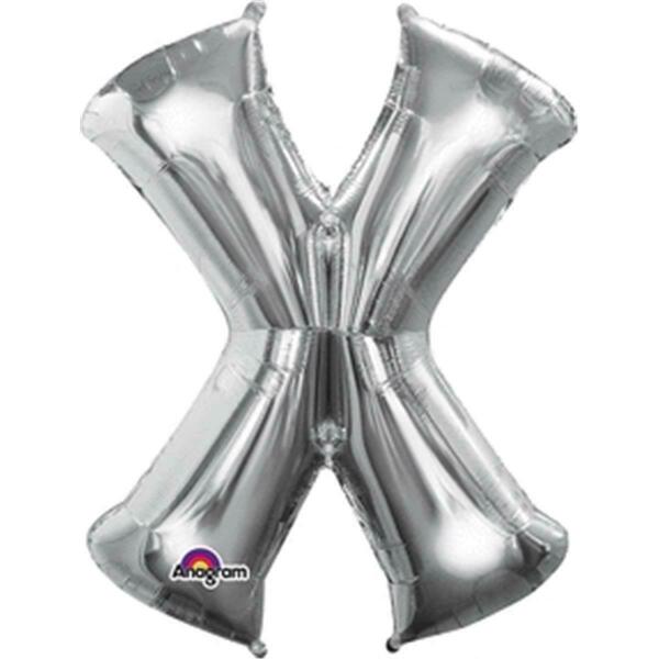 Anagram 35 in. Letter X Silver Supershape Foil Balloon 78436